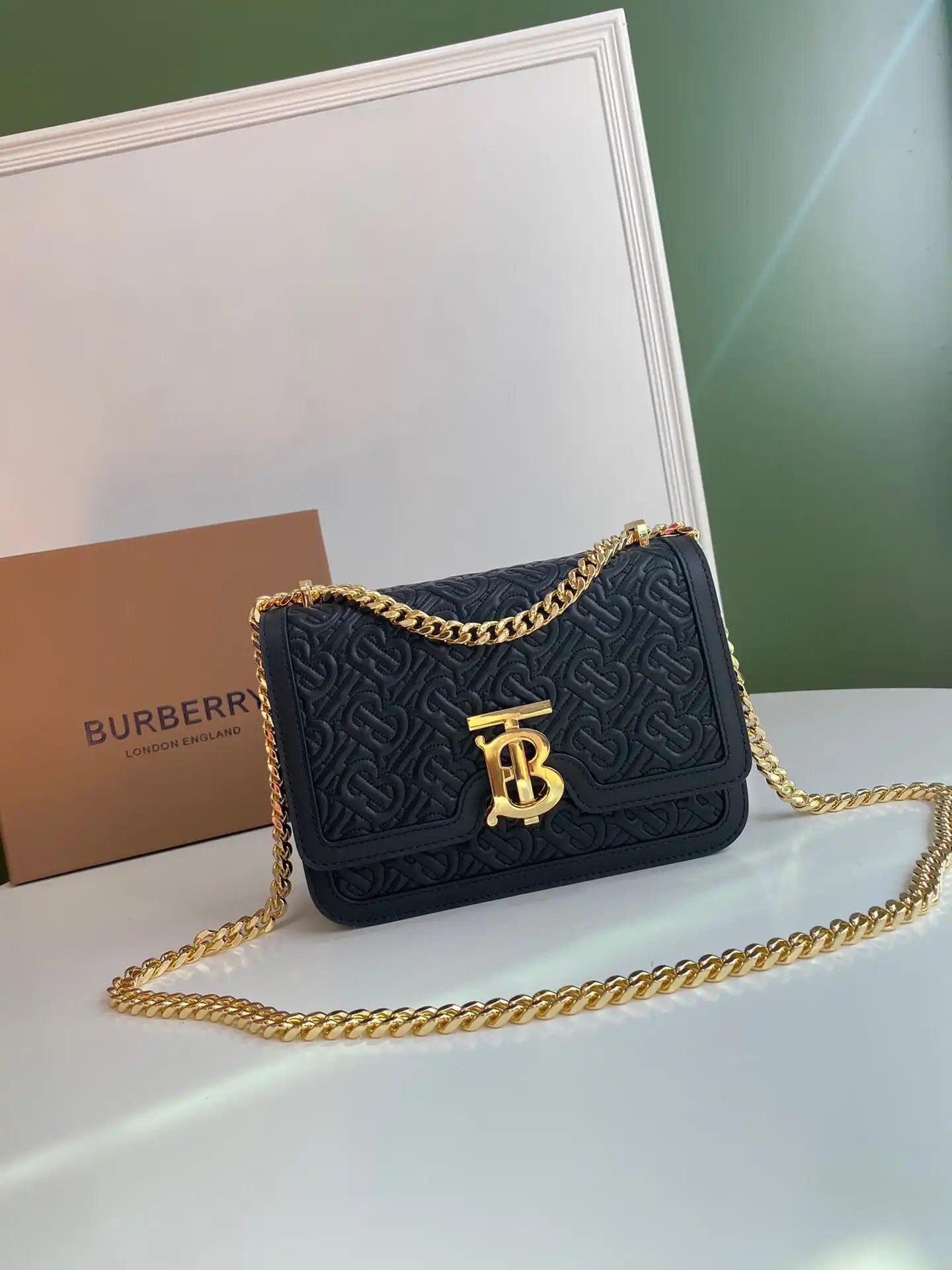 Cheap BURBERRY Small Quilted Monogram Lambskin TB Bag 0122